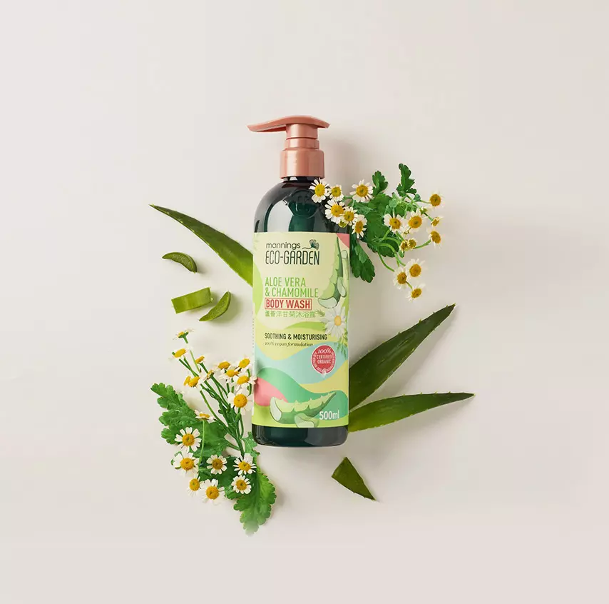 Mannings Eco-Garden Aloe Vera & Chamomile Soothing & Moisturising Body Wash 500ml